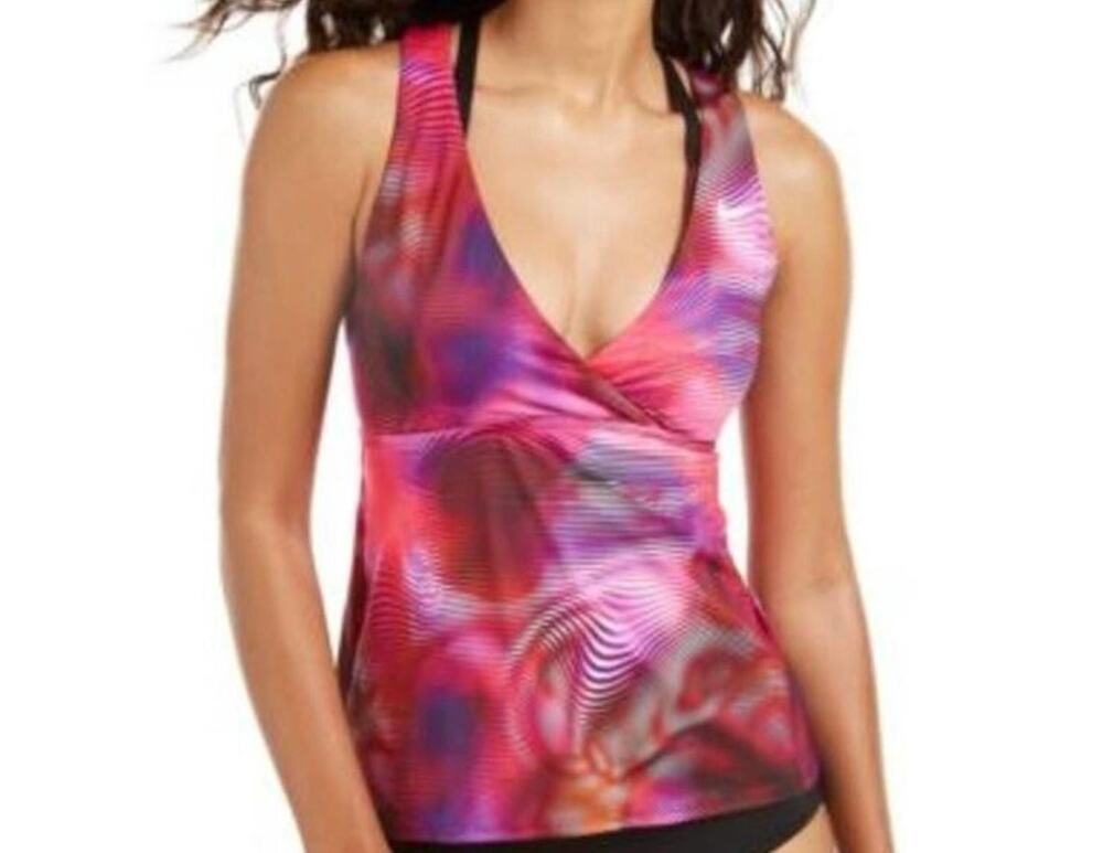 Nike Tankini Swimsuit Top Women's SZ S Villain Red Athletic Swim Perforated Cups